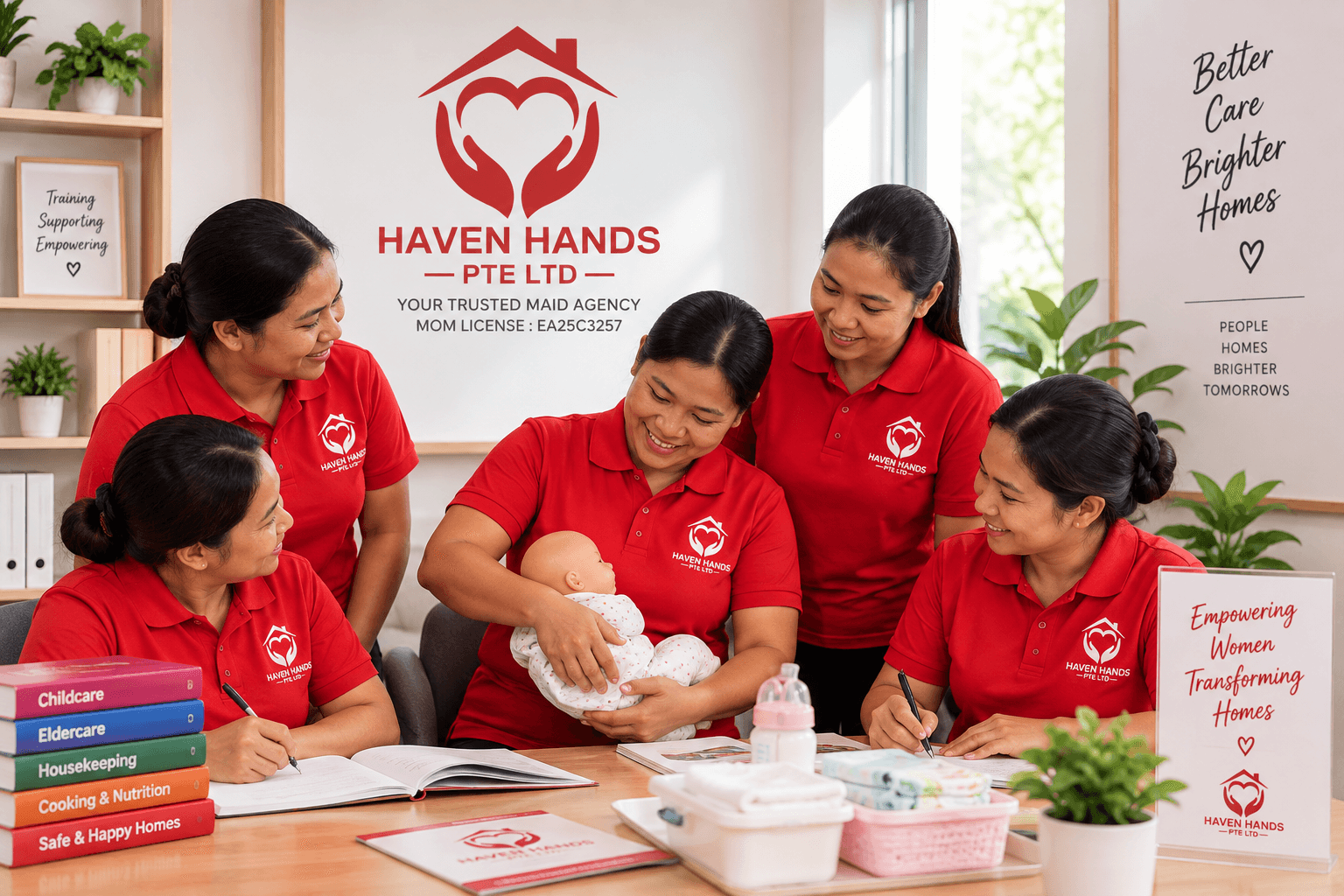 Haven Hands helpers in training — housekeeping practice